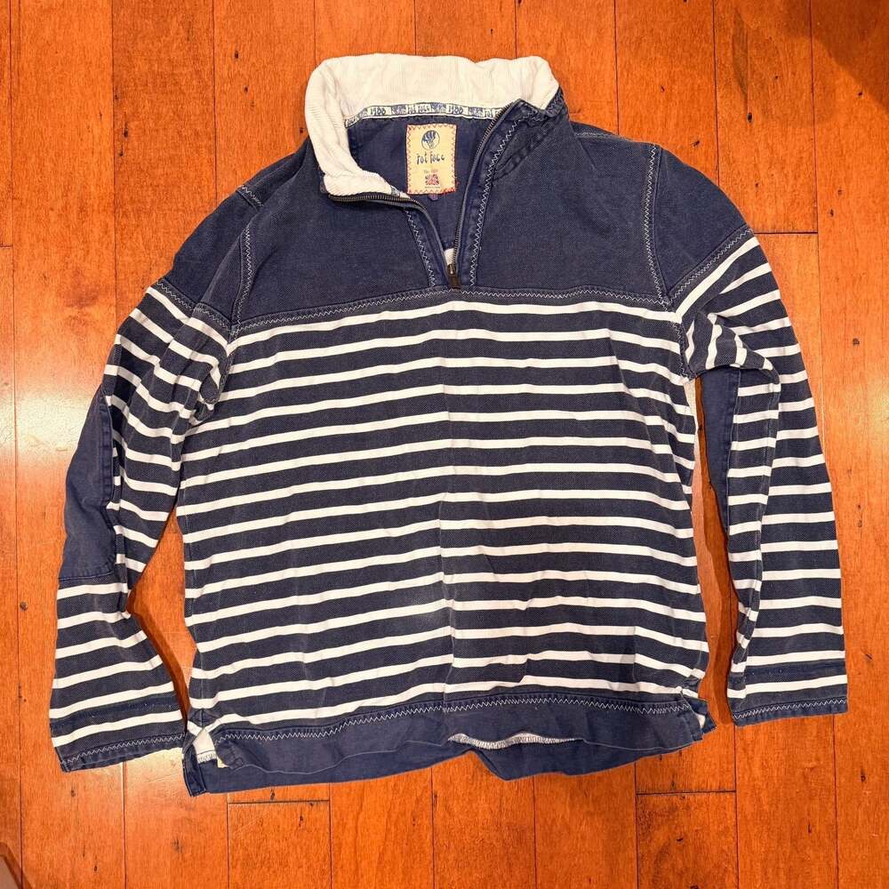Fat Face XL Striped Quarter Zip Pullover Sweatshirt